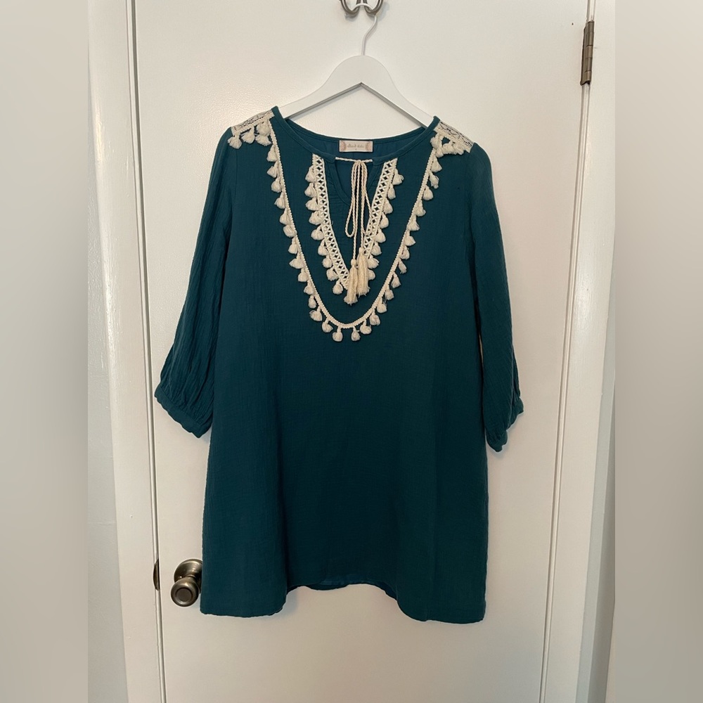 Teal bohemian dress